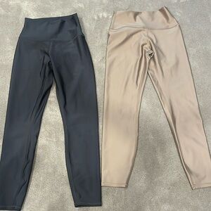 Alo airlift leggings two pairs. Slight sheen.  Charcoal grey and toffee/tan
